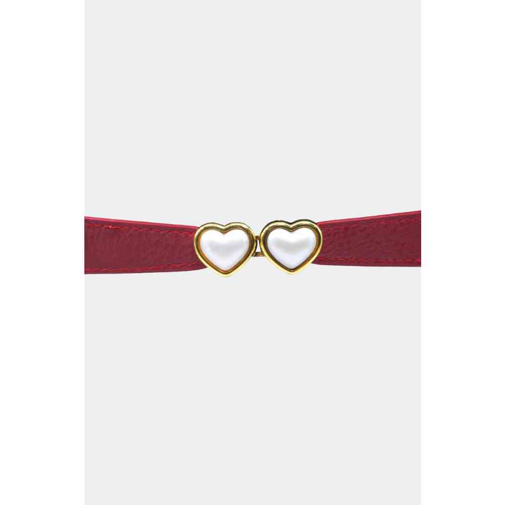 Voodoo Vixen - Dual Pearl Heart Taillengürtel - Rot